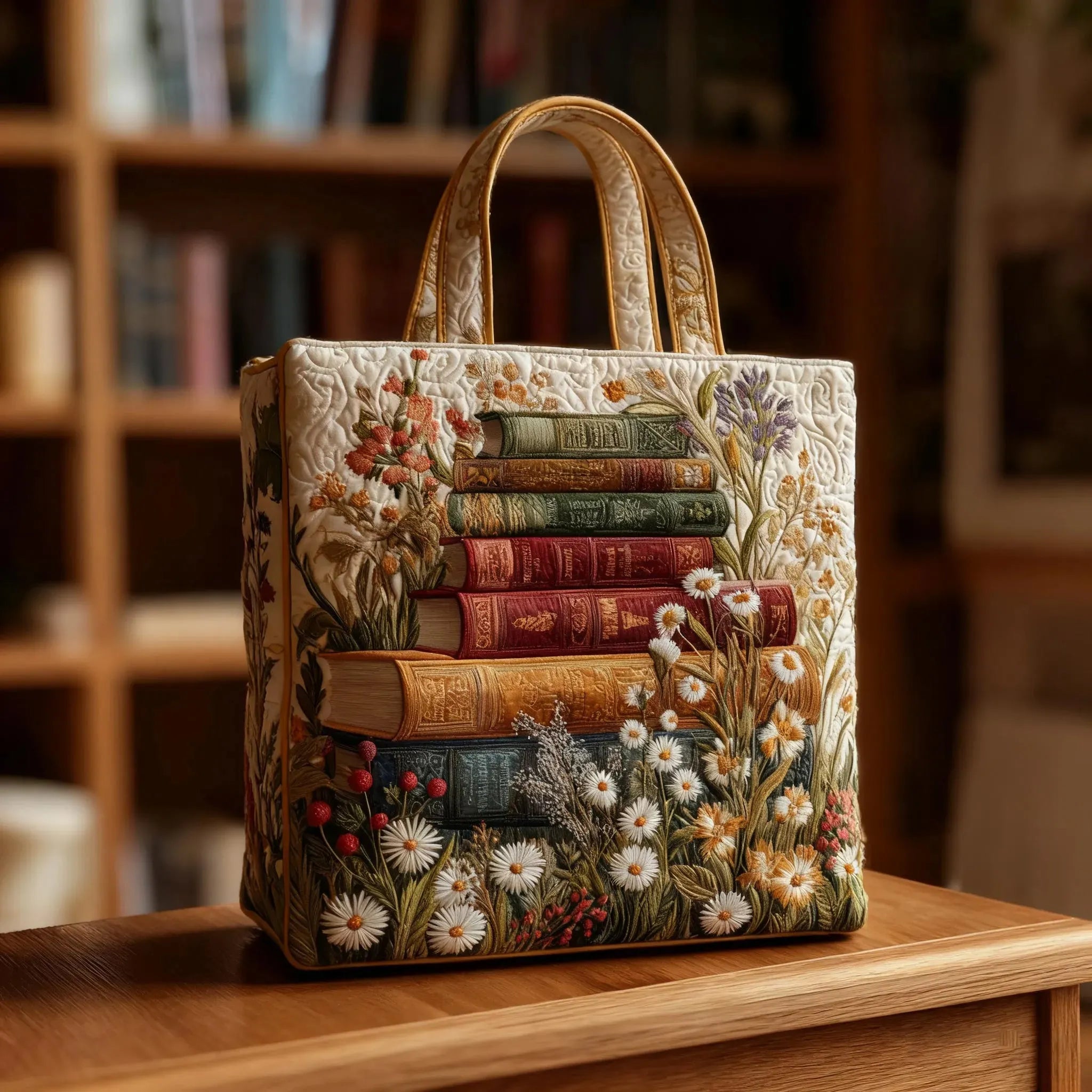 Håndlaget veske med blomsterprint